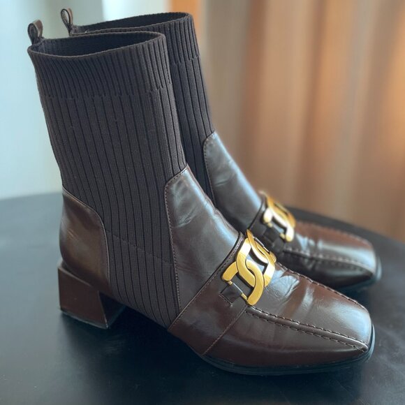 Knit Buckled Block-Heel Booties - Picture 2 of 8